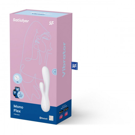 Белый вибратор-кролик Satisfyer Mono Flex с управлением через приложение - 20,4 см. 