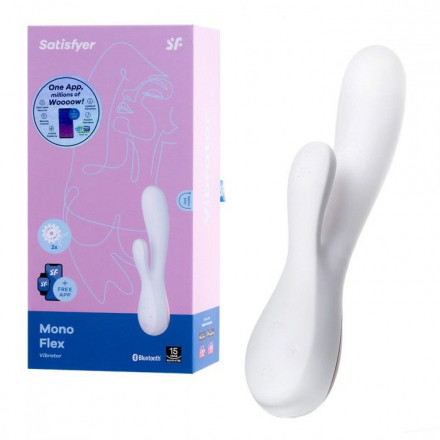 Белый вибратор-кролик Satisfyer Mono Flex с управлением через приложение - 20,4 см. 