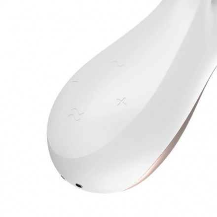 Белый вибратор-кролик Satisfyer Mono Flex с управлением через приложение - 20,4 см. 