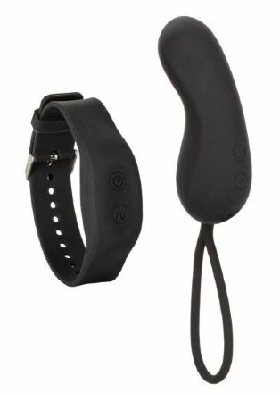 Черное виброяйцо с браслетом-пультом Wristband Remote Curve 