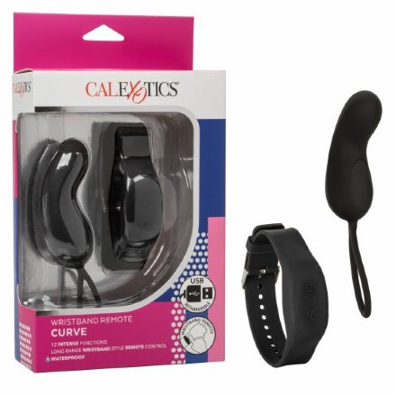 Черное виброяйцо с браслетом-пультом Wristband Remote Curve 