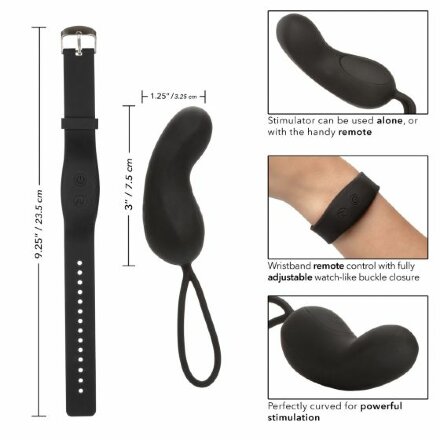 Черное виброяйцо с браслетом-пультом Wristband Remote Curve 