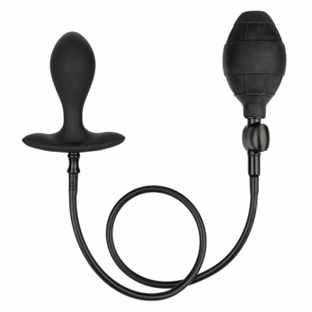 Черная расширяющаяся анальная пробка Weighted Silicone Inflatable Plug M 