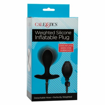 Черная расширяющаяся анальная пробка Weighted Silicone Inflatable Plug M 