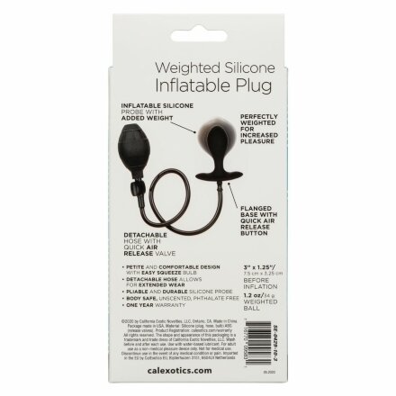 Черная расширяющаяся анальная пробка Weighted Silicone Inflatable Plug M 