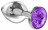 Малая серебристая анальная пробка Diamond Purple Sparkle Small с фиолетовым кристаллом - 7 см. 