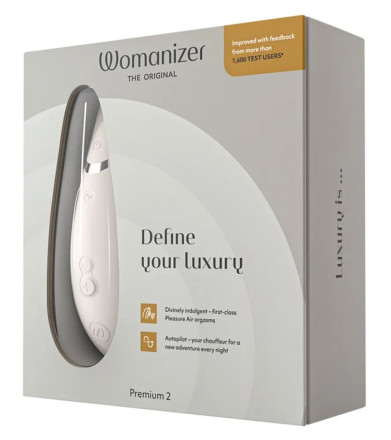 Светло-серый клиторальный стимулятор Womanizer Premium 2 