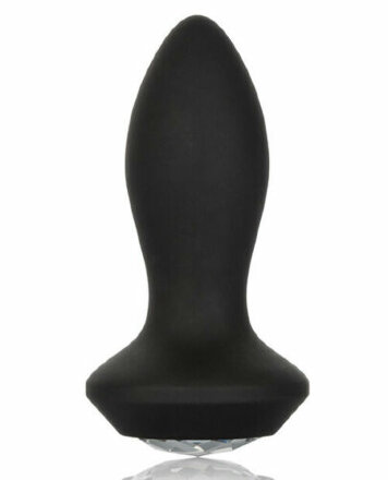 Черная анальная вибропробка с кристаллом Vibrating Petite Crystal Probe - 9,5 см. 