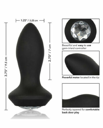 Черная анальная вибропробка с кристаллом Vibrating Petite Crystal Probe - 9,5 см. 
