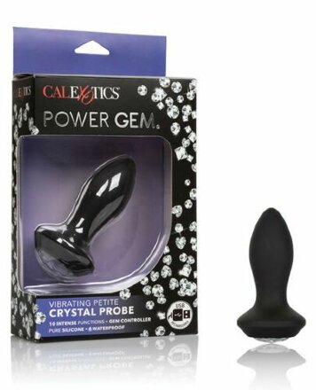 Черная анальная вибропробка с кристаллом Vibrating Petite Crystal Probe - 9,5 см. 