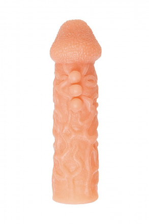 Телесная закрытая насадка с шершавой головкой Cock Sleeve Size S - 13,8 см. 