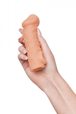 Телесная закрытая насадка с шершавой головкой Cock Sleeve Size S - 13,8 см. 