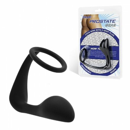 Стимулятор простаты с фиксацией эрекционным кольцом Prostate Gear 