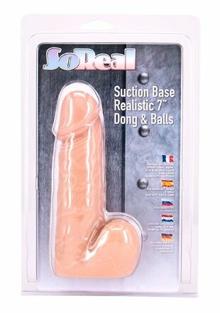 Телесный фаллоимитатор SO REAL REALISTIC 7INCH DONG &amp; BALLS - 18 см. 
