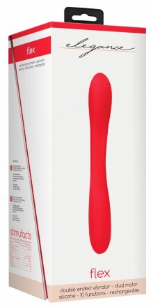 Красный двухсторонний вибратор Flex - 21,5 см. 