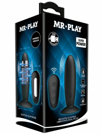 Черная анальная вибропробка Mr.Play с пультом - 11 см. 
