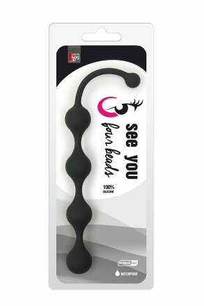 Чёрная анальная цепочка SEE YOU FOUR BEADS ANAL - 24 см. 