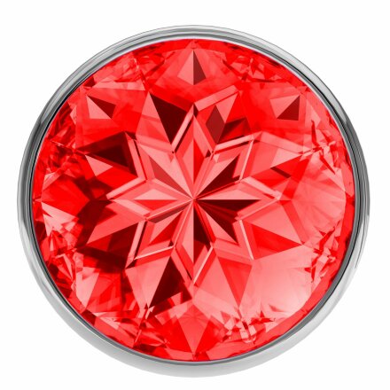 Большая серебристая анальная пробка Diamond Red Sparkle Large с красным кристаллом - 8 см. 