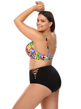 Раздельный купальник plus size с принтом на лифе 