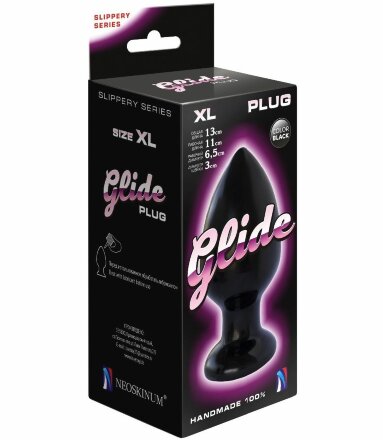 Черный анальный плаг Glide XL - 13 см. 