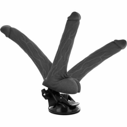 Черный вибратор на мощной присоске Basecock Realistic Vibrator Remote Control - 18,5 см. 