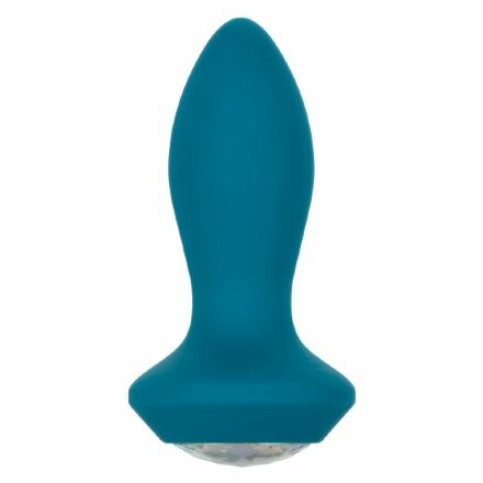 Бирюзовая анальная вибропробка с кристаллом Vibrating Petite Crystal Probe - 9,5 см. 