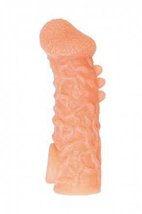 Телесная закрытая насадка с шершавой головкой Cock Sleeve Size M - 15,6 см. 