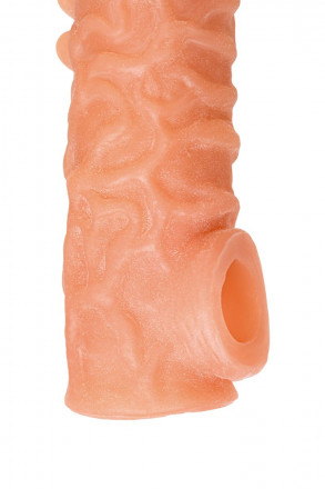 Телесная закрытая насадка с шершавой головкой Cock Sleeve Size M - 15,6 см. 