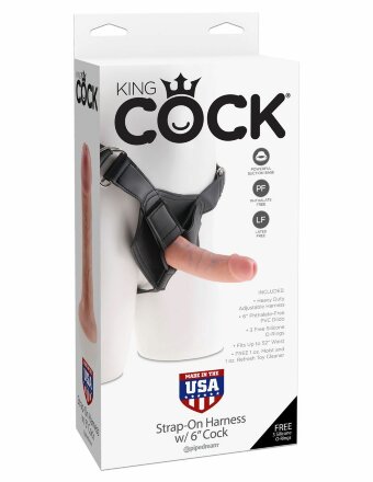 Телесный страпон Strap-on Harness Cock - 15,2 см. 