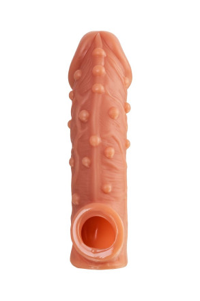 Телесная насадка на фаллос с отверстием для мошонки EXTREME SLEEVE - 15,6 см. 