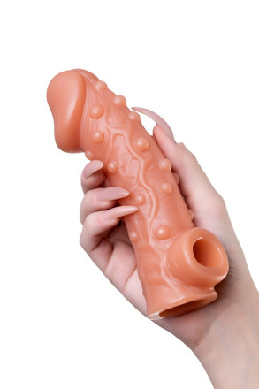Телесная насадка на фаллос с отверстием для мошонки EXTREME SLEEVE - 15,6 см. 
