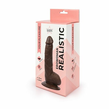 Реалистичный фаллоимитатор коричневого цвета Erowoman 