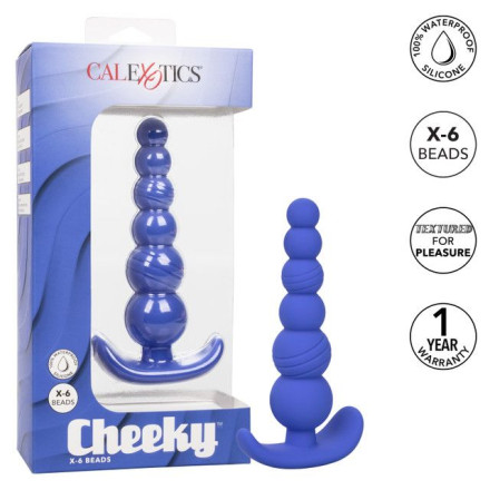 Синяя анальная пробка Cheeky X-6 Beads - 12,75 см. 
