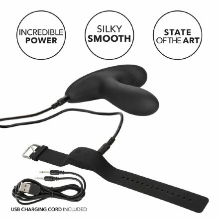 Черный массажер простаты с пультом-браслетом Eclipse Wristband Remote Pulsing Probe - 11,5 см. 