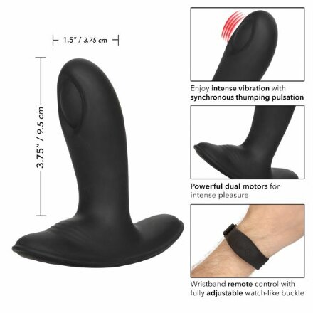 Черный массажер простаты с пультом-браслетом Eclipse Wristband Remote Pulsing Probe - 11,5 см. 