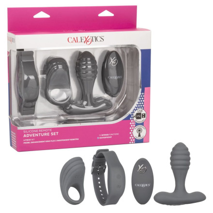 Серый вибронабор Silicone Remote Adventure Set 