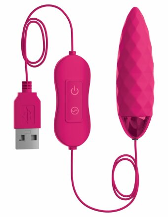 Розовая, рельефная, работающая от USB вибропуля Fun 