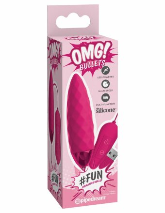 Розовая, рельефная, работающая от USB вибропуля Fun 