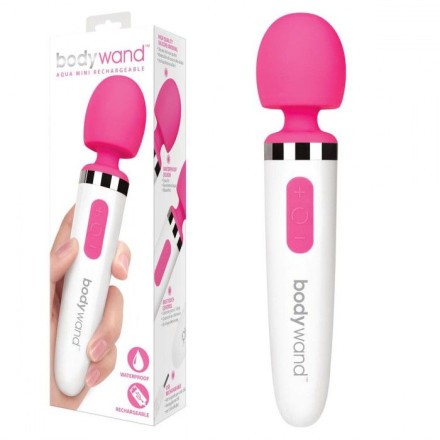 Розово-белый перезаряжаемый жезловый вибратор Aqua Mini Rechargeable 