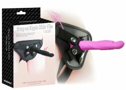Розовый вибрострапон 5.5 inch Strap-on Ripple Dildo Vibe - 13,8 см.