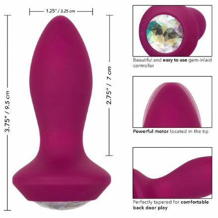 Фиолетовая анальная вибропробка с кристаллом Vibrating Petite Crystal Probe - 9,5 см. 