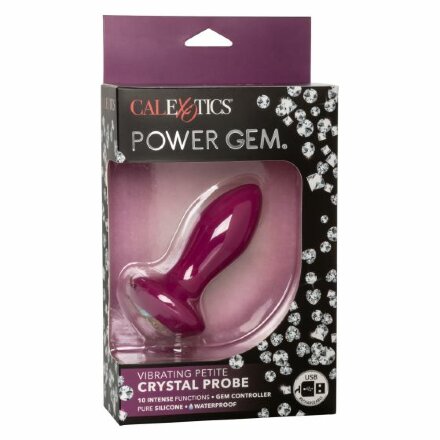 Фиолетовая анальная вибропробка с кристаллом Vibrating Petite Crystal Probe - 9,5 см. 