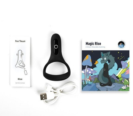 Черное виброкольцо Magic Motion Rise с подхватом мошонки 