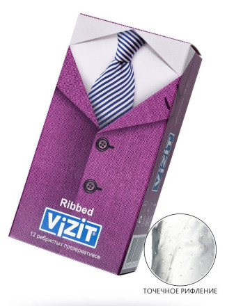 Ребристые презервативы VIZIT Ribbed - 12 шт. 