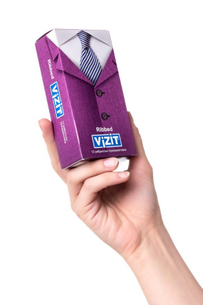 Ребристые презервативы VIZIT Ribbed - 12 шт. 