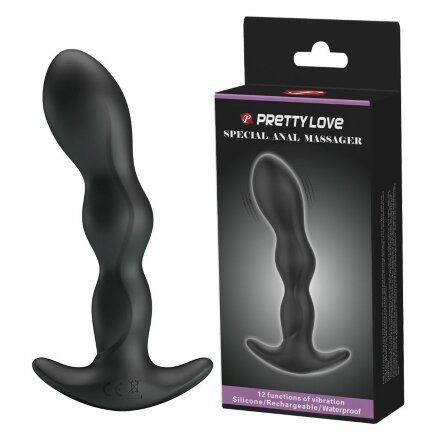 Черный анальный стимулятор простаты с вибрацией Special Anal Massager - 14,5 см. 