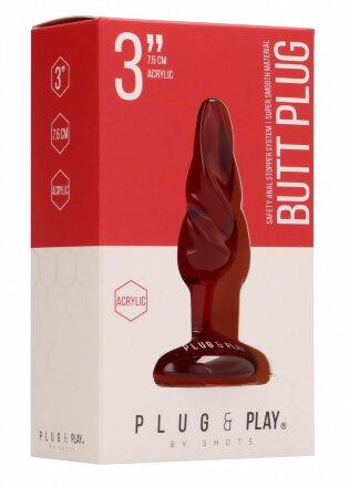 Красная анальная пробка Butt Plug Rounded 3 Inch - 7,6 см. 