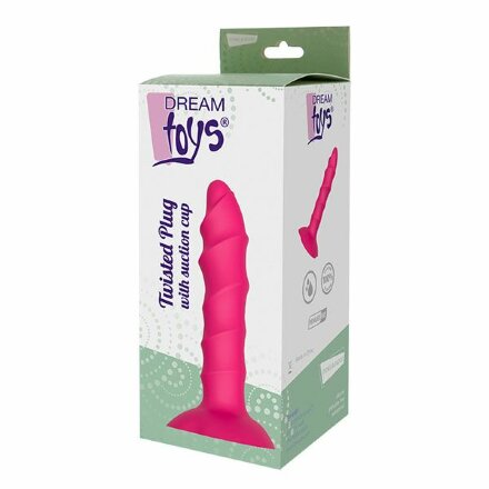 Розовый ребристый анальный фаллоимитатор TWISTED PLUG - 14 см.  