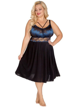 Эффектная сорочка plus size с двухцветным кружевным лифом 