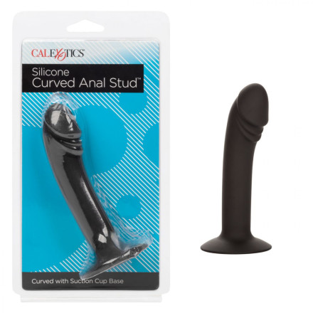 Черный анальный фаллоимитатор Silicone Curved Anal Stud 